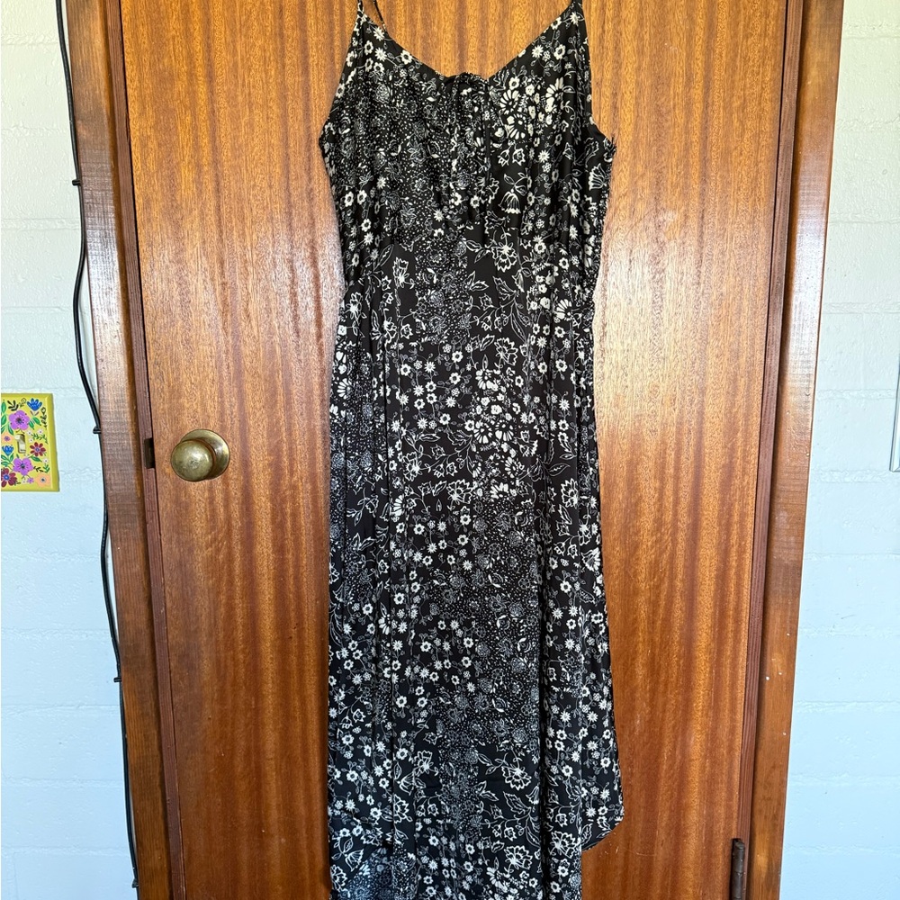 Sozy Black Floral Midi Slip Dress